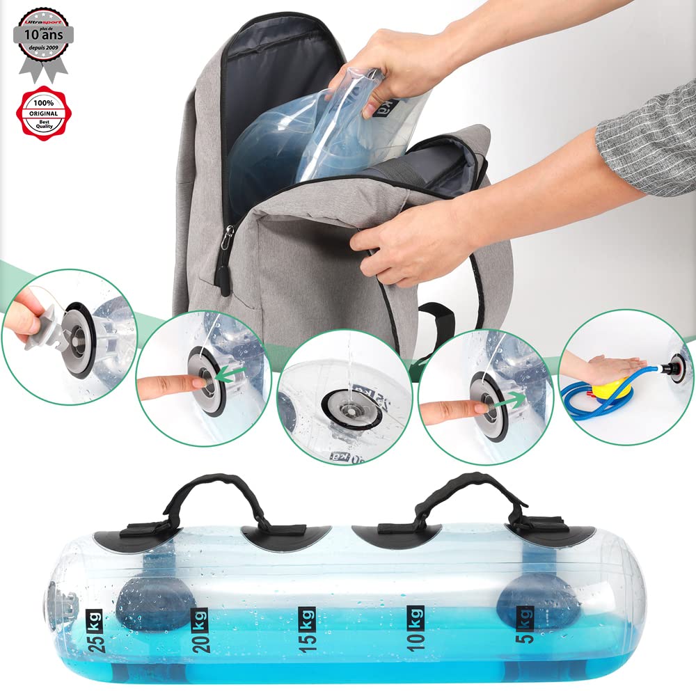Ultrasport Sac Aqua Fitness, sac à eau remplissable pour entraînement cardio, crossfit, haltérophilie