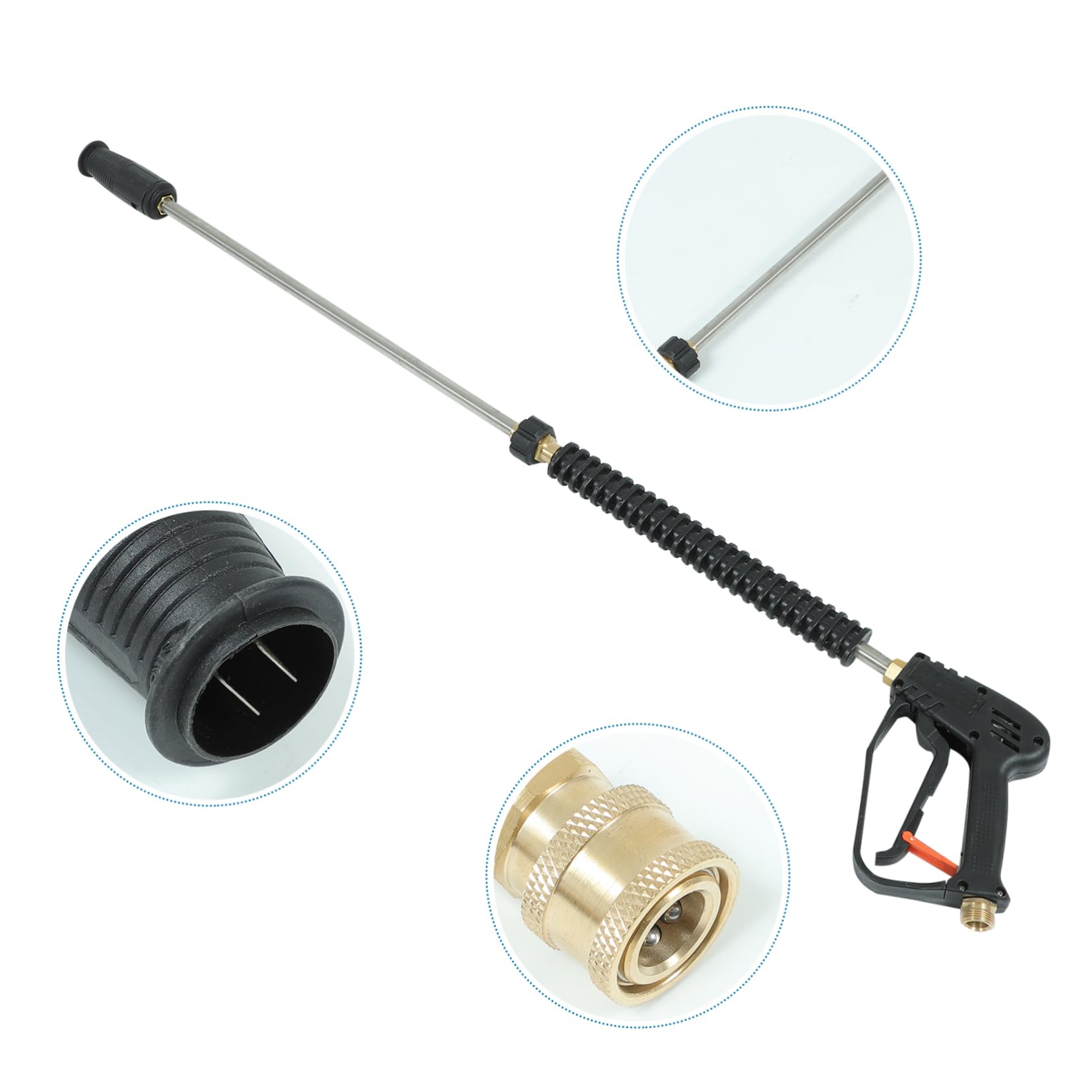 BESTonZON Buse de Nettoyeur Haute Pression Noire en Abs et Acier Inoxydable, Kit de Nettoyage Voiture Fonction Mousse et Jet Réglable pour Jardin et Maison