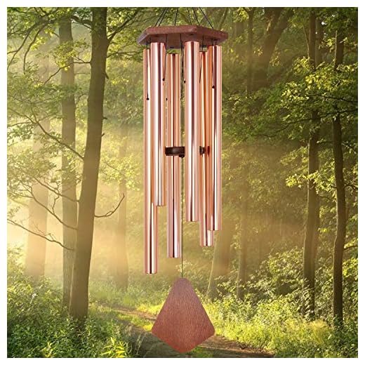 ASTARIN Wind Chimes Outdoor Large Deep Tone, 44 Inch Sympathy Wind Chime Outdoor, Memorial Wind-Chime with 6 Tuned Tubes, Elegant Chime for Garden, Patio, Balcony and Home Decor, Rose Gold
