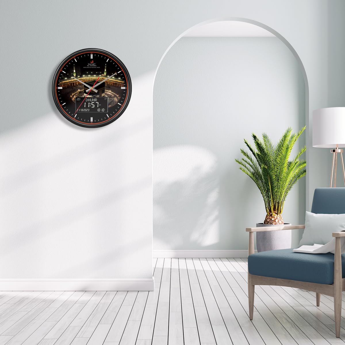 Reloj LED de oración musulmán, reloj de pared digital Athane para casa, oficina, mezquita (Negro)