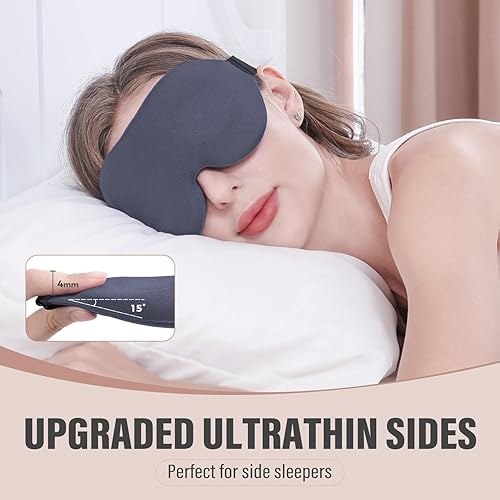 Miniatura 9 de Máscara para dormir para hombres y mujeres, máscara para dormir con almohadillas 3D con la forma de los ojos, de forma cóncava, bloquea la luz,