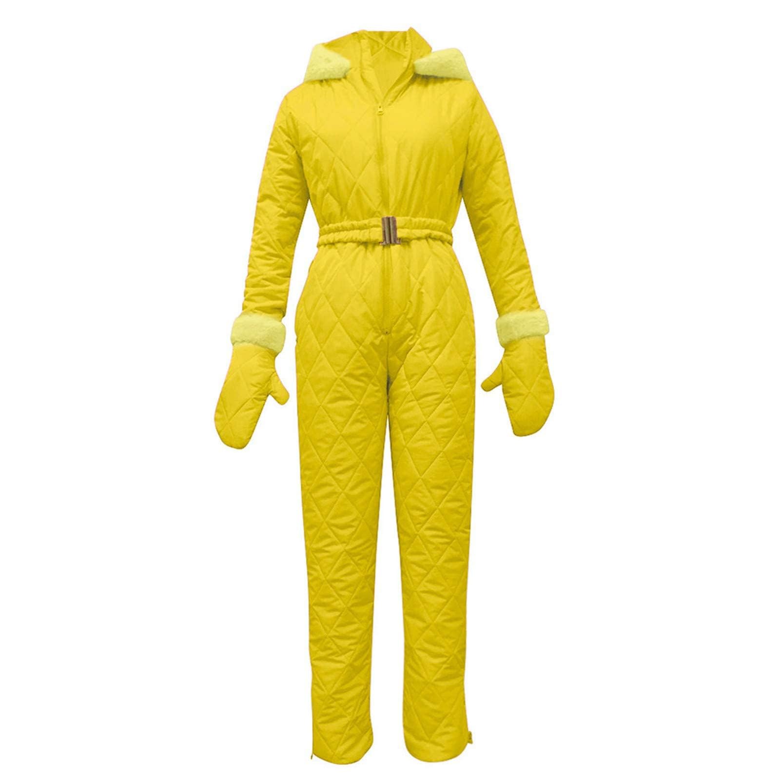 Generisch Skianzug Damen Einteiler Warm Schneeanzug Damen Overall Mit Kapuze Skianzüge Elegant Atmungsaktiv Skioverall Winter Eng Skianzug Outdoor Winddicht Ski Winteranzug Oversized Skisuit