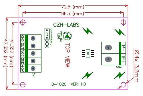 Miniatura 7 de Electronics-Salon Módulo de sensor de corriente ACDC de montaje en carril DIN, basado en ACS712 (+-30Amp)