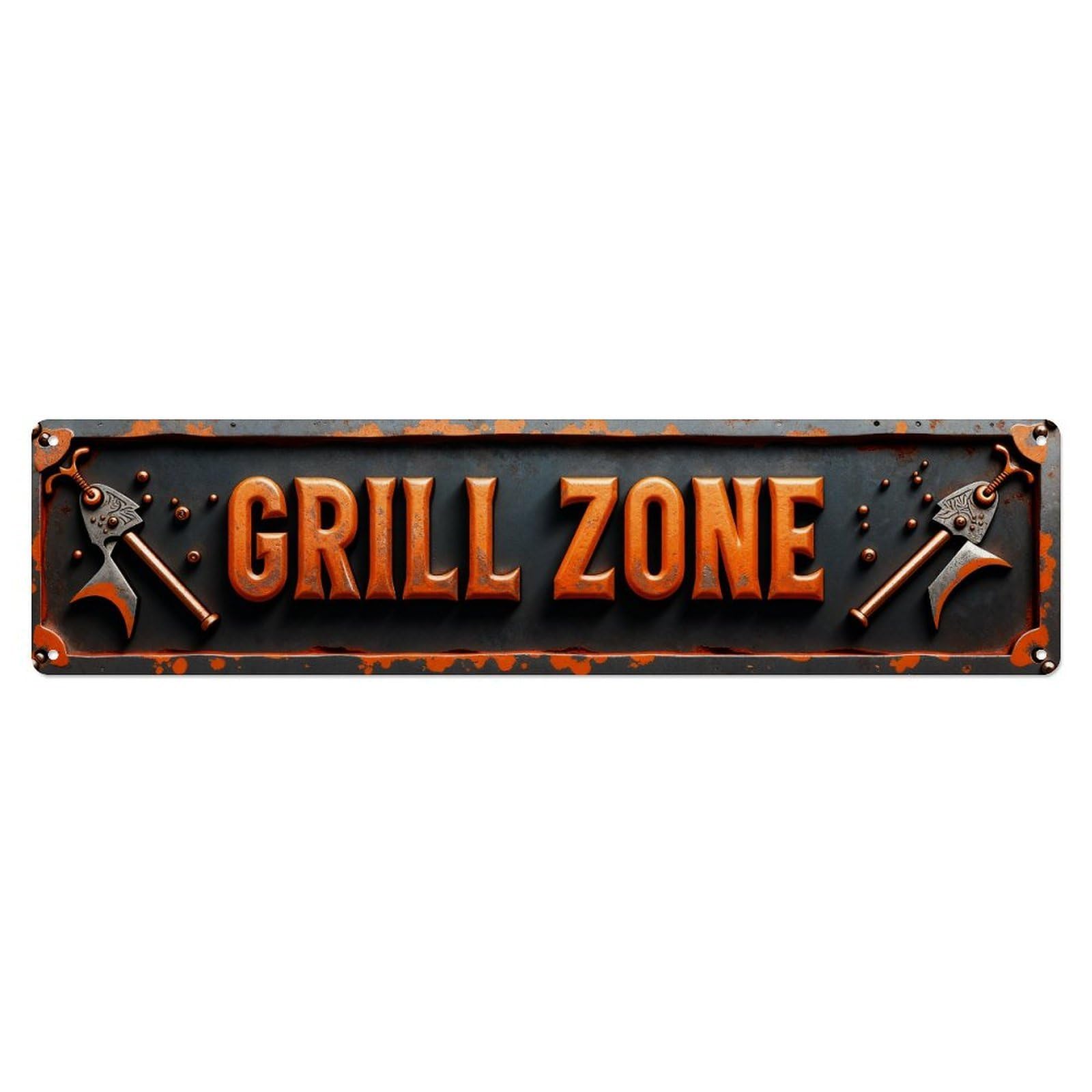 Grill Zone Sign Pattern_2 Metal Tin Sign Plaque