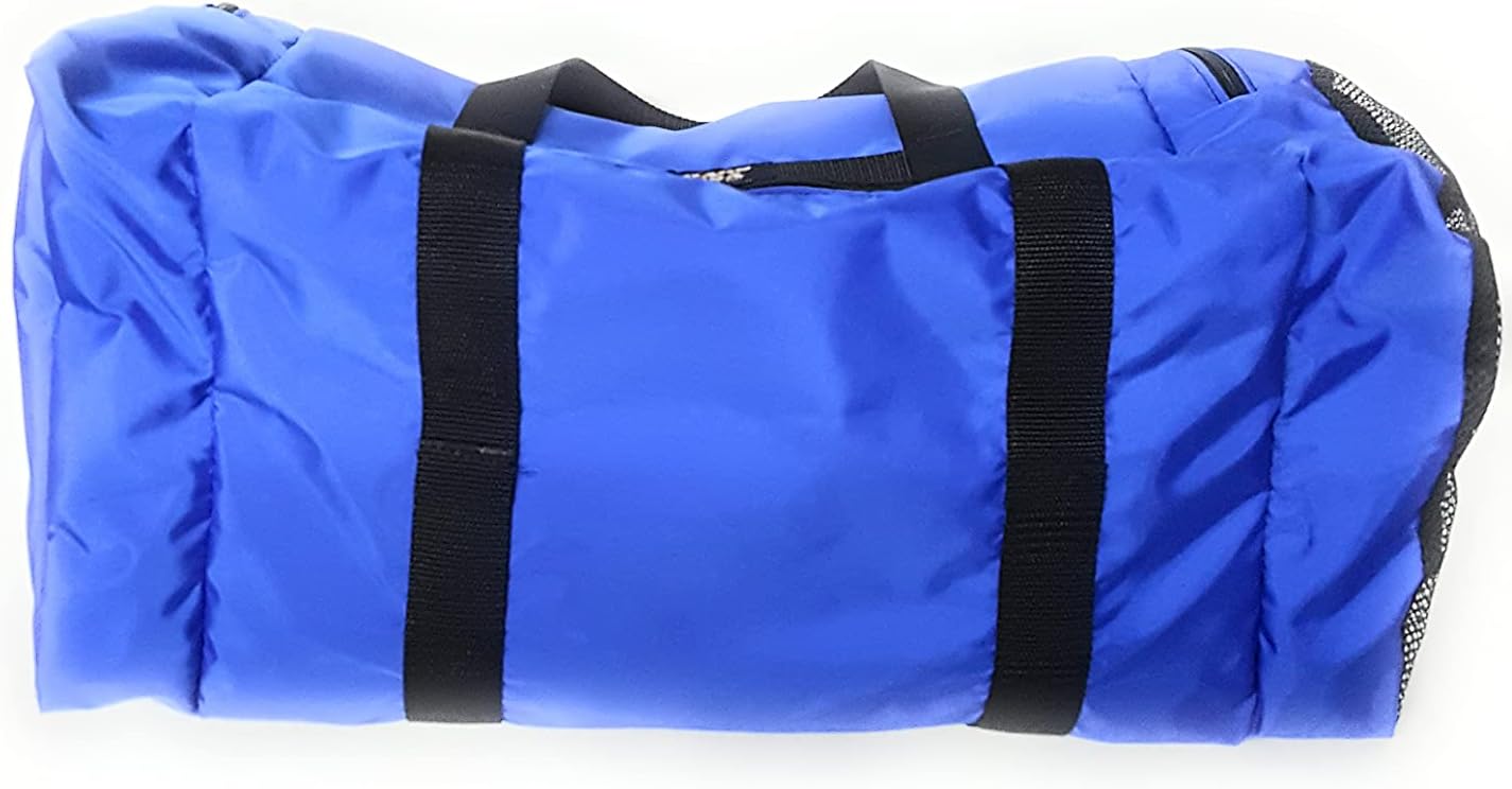 Duffle Bag Wet and Dry with One End Compartment Mesh, Front Pocket, Made In USA (Blue)