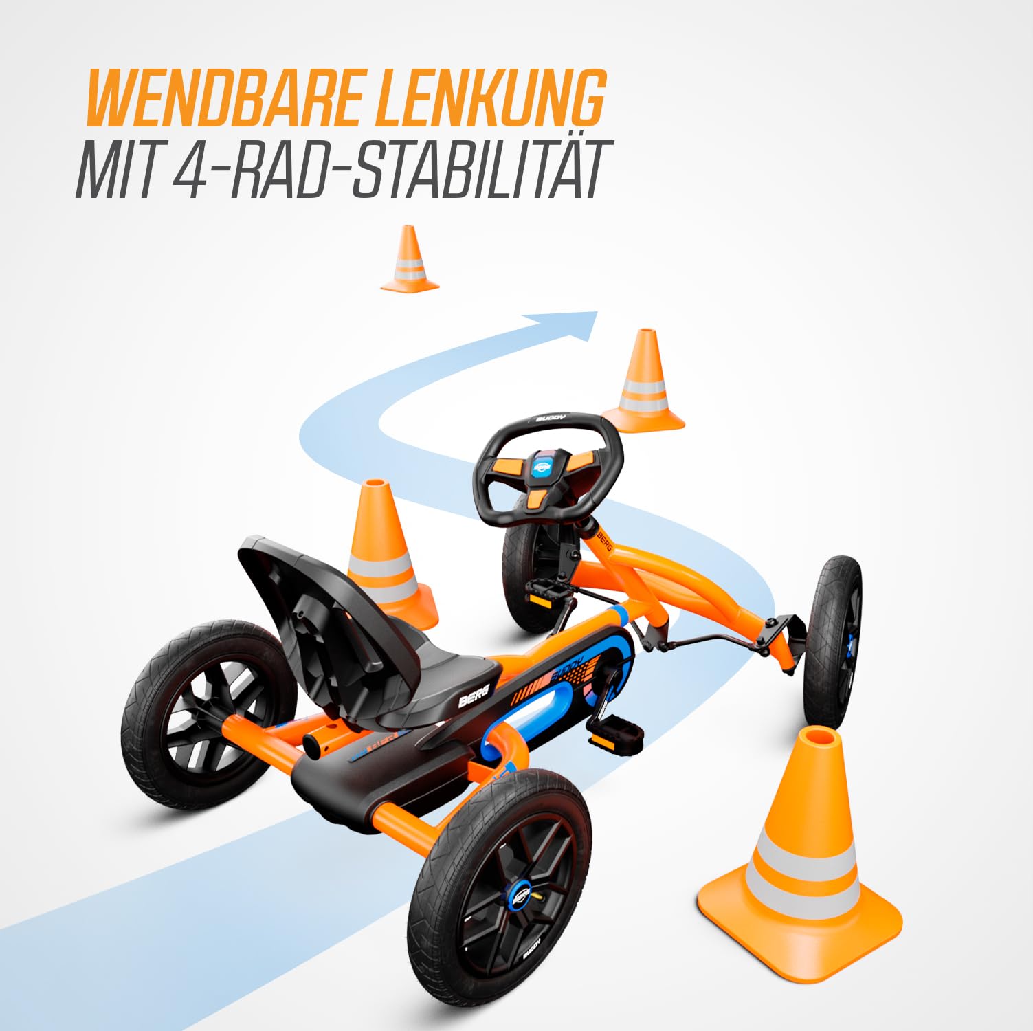 BERG Gokart Buddy B-Orange | Kinderfahrzeug, Tretauto mit Optimale Sicherheid, Luftreifen und Freilauf, Kinderspielzeug geeignet für Kinder im Alter von 3-8 Jahren