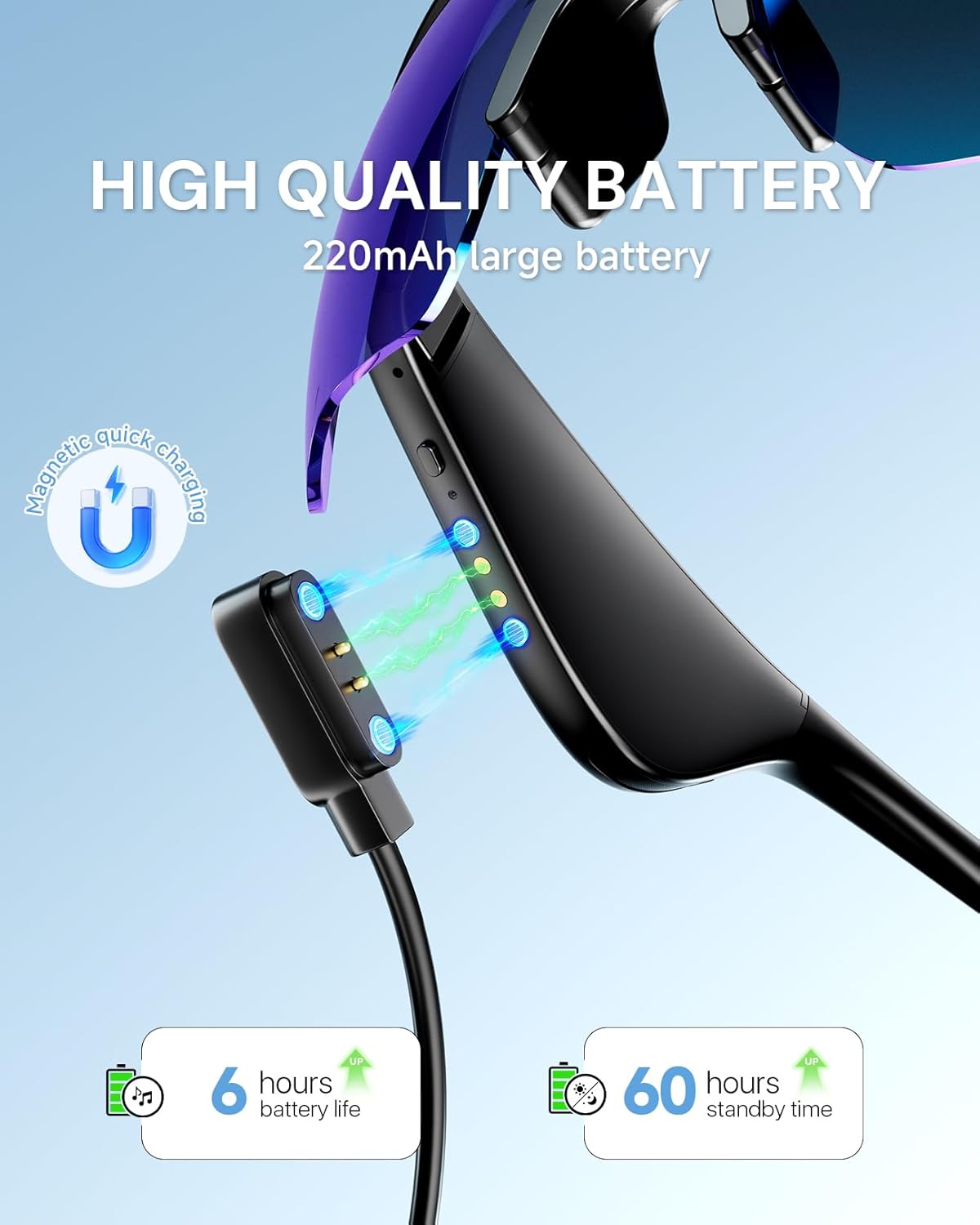 Bluetooth Sunglasses for Men & Women,UV400 Polarized Sports Glasses with HD Open-Ear Speakers,Voice Assistant and Detachable Sound Tubes for Cycling Golf Running Driving - Image 7