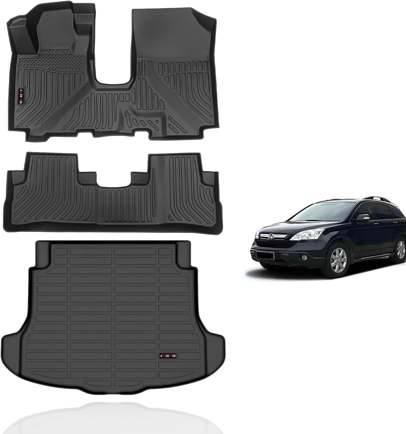 KELCSEECS Floor Mats & Cargo Liner for 2007 2008 2009 2010 2011 Honda CRV Car Mats Automotive Cargo Mat Floor Liners Trunk Mat CR-V All Weather Floor Mats Trunk Liner Accessories 10)For 2007-2011 Honda CR-V Floor Mats & Cargo Liner