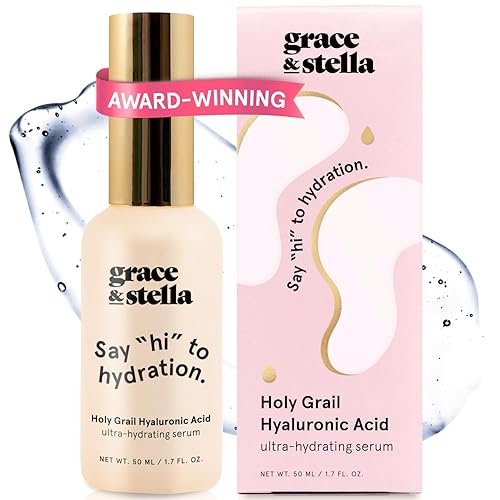 grace & stella Award Winning Hyaluronic Acid Serum (50ml/1.7 fl oz) Hydrating Hyaluronic Acid Serum for Face - Acido Hialuronico for Women - Remove Fine Lines, Wrinkles, Anti Aging - Vegan Skincare