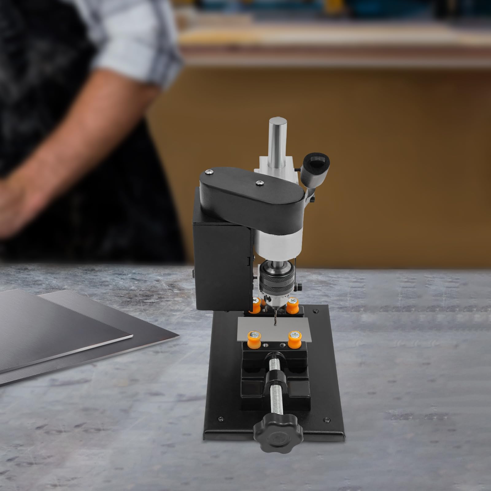 Mini trapano a colonna, potenza 250 W, regolabile in 7 livelli, corsa 50 mm, trapano elettrico a supporto per metallo, legno
