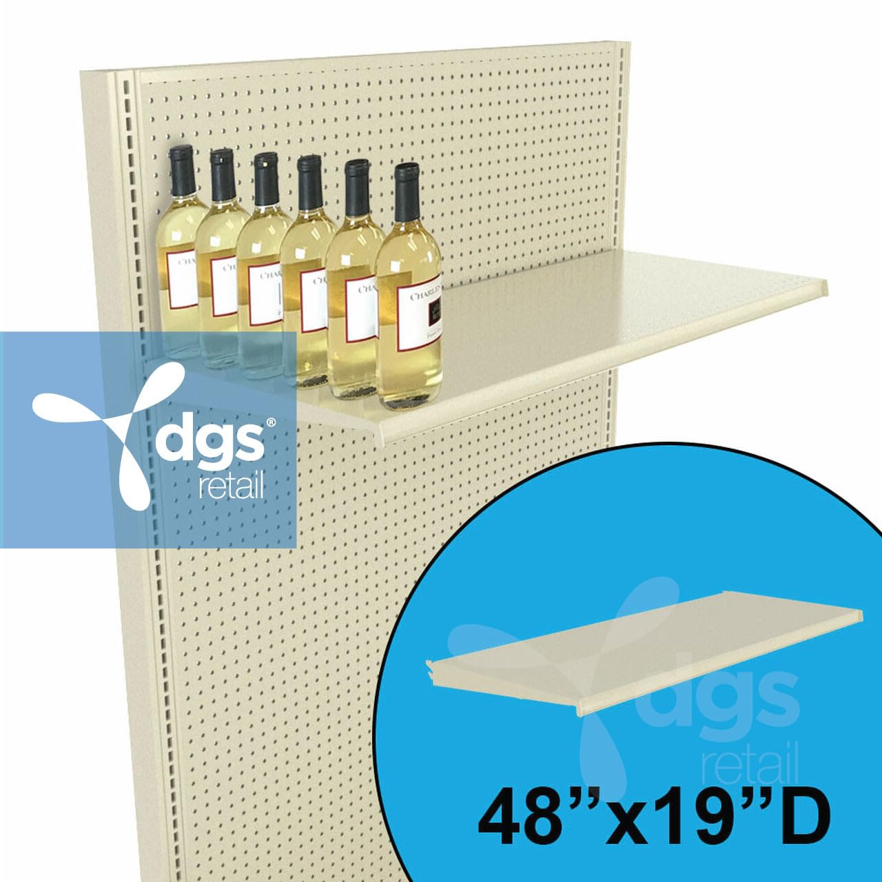 DGS Retail DGS Gondola Shelf, Platinum 48W 19D Gondola Shelves Gondola Shelving Systems