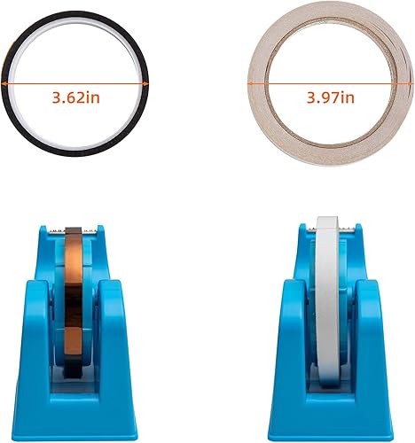 Miniatura 4 de Dispensador de cinta adhesiva para escritorio, soporte de rollo adhesivo (se adapta a núcleos de 1" y 3") con base ponderada antideslizante azul