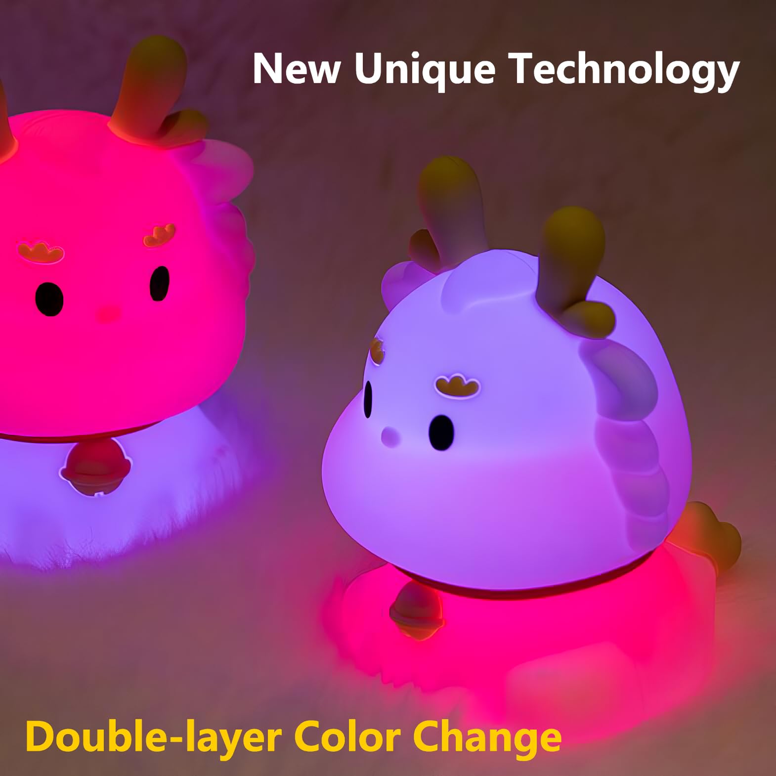 Lampka nocna dla dzieci Dragon słodka miękka silikonowa lampa LED zmieniająca kolory małych dzieci lampka do pokoju dziecięcego najlepszy prezent urodzinowy dziewczynki i chłopca