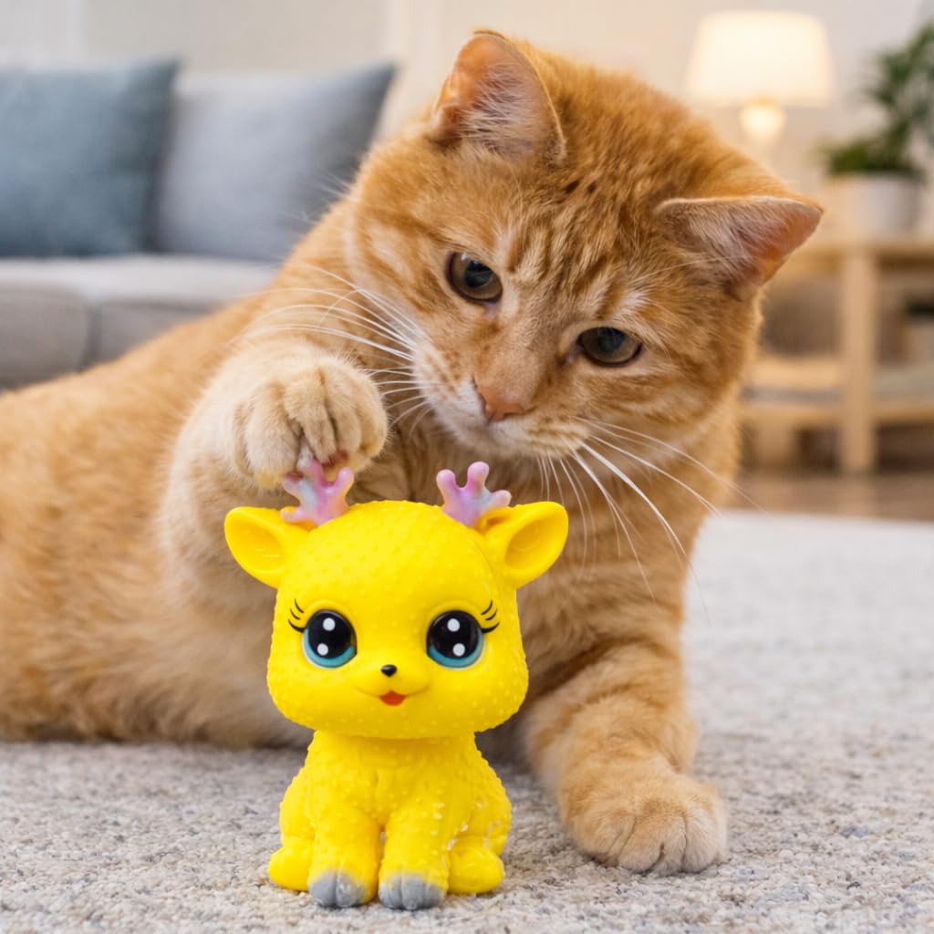 MADPET Sesli Kedi ve Köpek Oyuncağı – Squeaky Sesli Çiğneme Oyuncağı – Dayanıklı Kauçuk Evcil Hayvan Oyuncağı – Kediler ve Küçük Orta Boy Köpekler İçin Isırma, Oyun ve Diş Temizleme Oyuncağı – Pembe