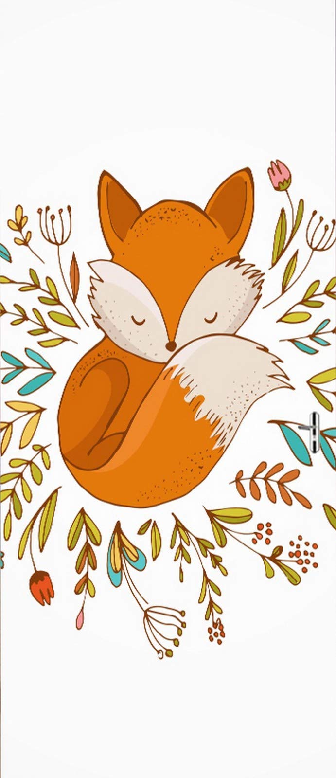 A.Monamour Sticker Porte Autocollant Poster De Porte 3D Renard Roux Dans Le Thème Des Animaux De Neige Vinyle Affiche De Porte Sticker Mural Papier Peint Art Décor 77 x 200 cm