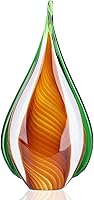 DOVDOV Hand-Blown Green & Brown Teardrop Glass Sculpture - Unique Art Collectible Statue for Home Office Decor