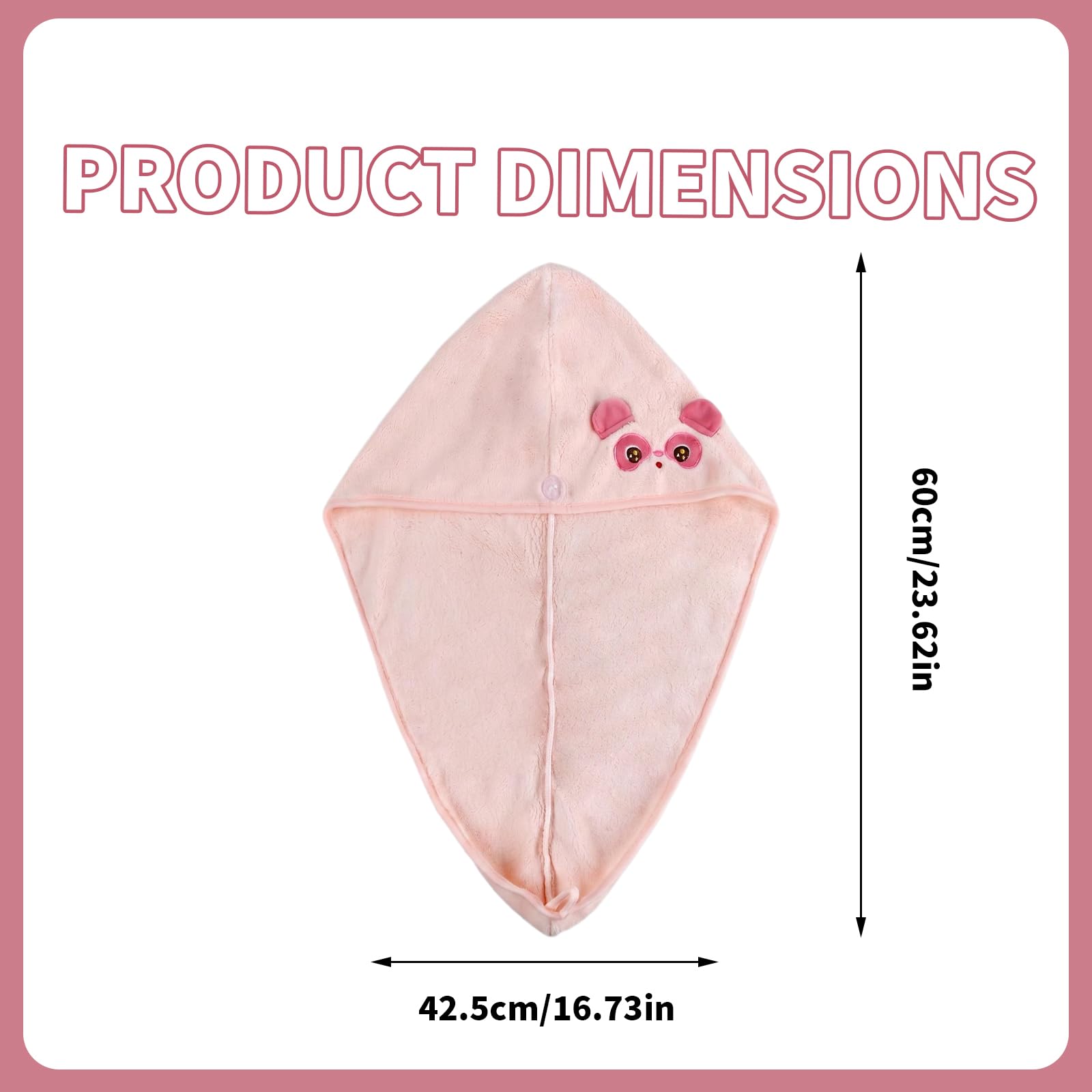 Asciugamano per Capelli,Multifunzionale Asciugamani Capelli a Turbante con Bottoni Super Morbido e Assorbente Asciugamano Microfibra Capelli per Yoga, Cura Della Pelle, Lavaggio Dei Capelli (rosa)