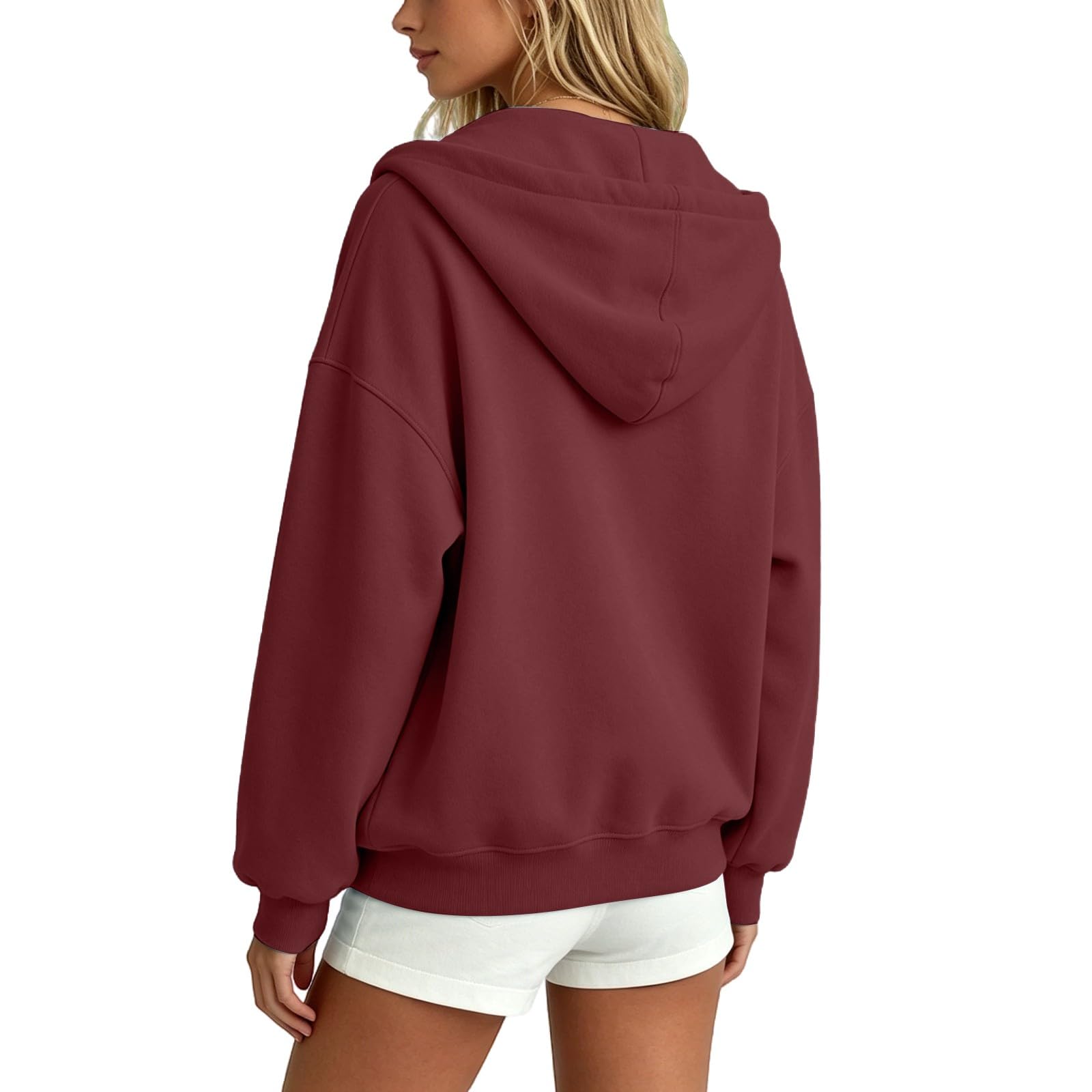 Generico Sweatshirt Mujer con Capucha Cuello Alto Color Sólido Manga Larga
