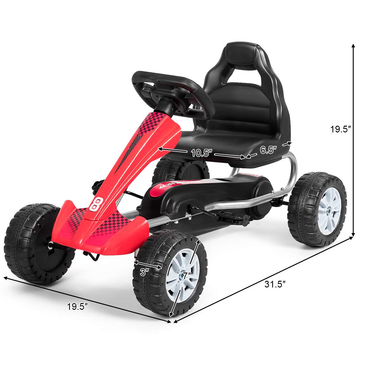 HONEY JOY Kids Go Kart, Ride on Pedal Car with Adjustable Bucket Seat