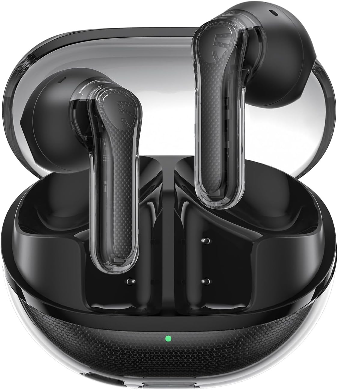 SoundPEATS Clear Pods Wireless Earbuds, Bluetooth 5.3 Headphones, 13mm Drives for Stereo Sound, 40H Playtime, Dual Mic with ENC for Clear Calls, Game Mode, App Control -Transparent (Black)