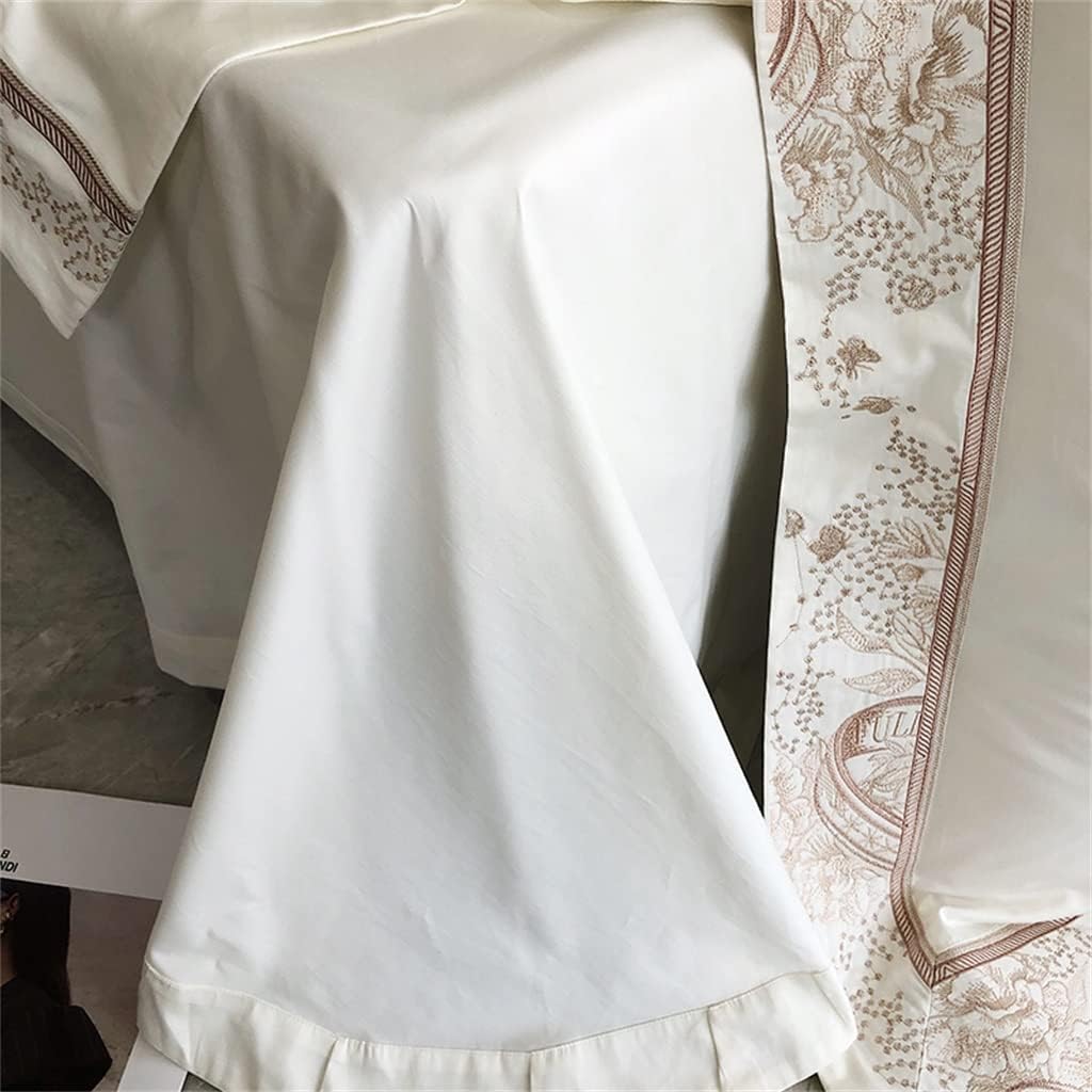 Bedding Set Soft Satin 1000TC Cotton Chic Embroidered Duvet Set Sheet Pillowcase (Color : D, Size : 200 * 230cm)