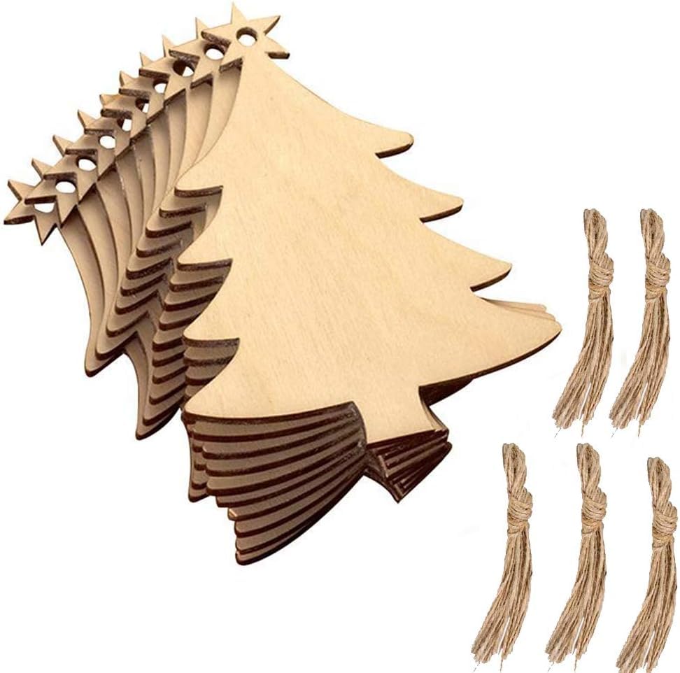 ZWLIYCHN Christmas Wooden Baubles 30 Pcs Wooden Christmas Ornaments with String Hanging Xmas Tree Wood Slices for Christmas Tree Decoration Xmas Decorations DIY Crafts Birthday Gifts