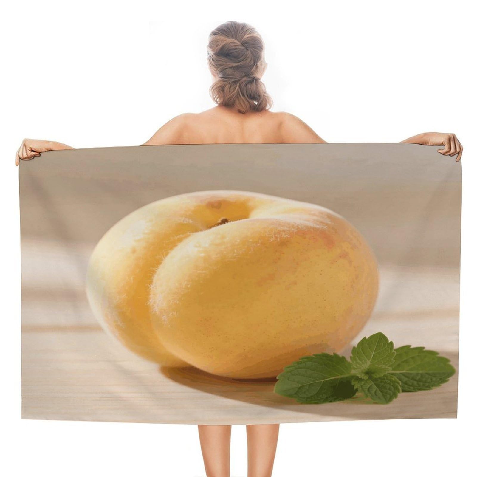 VstaDank Yellow Peach Bath Towel Stylish Double-Faced Pile Travel Towel Soft Absorbent Beach Towel for Pool Swim Sports Camping Adults Gift 51X31 Inch