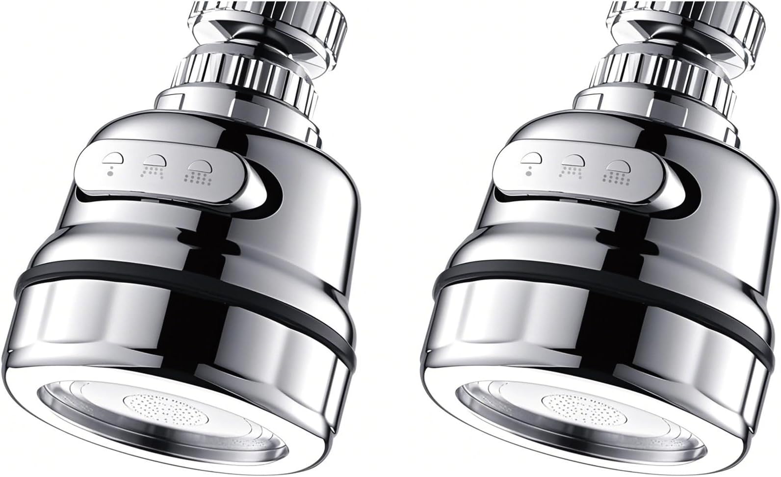Movable Kitchen Sink Aerator 2 Pack - 360° Rotatable Faucet Sprayer Head Replacement for Bathroom, Anti-Splash Tap Aerator Faucet Nozzle with 3 Modes, Compatible with 15-25mm Threaded Connectors