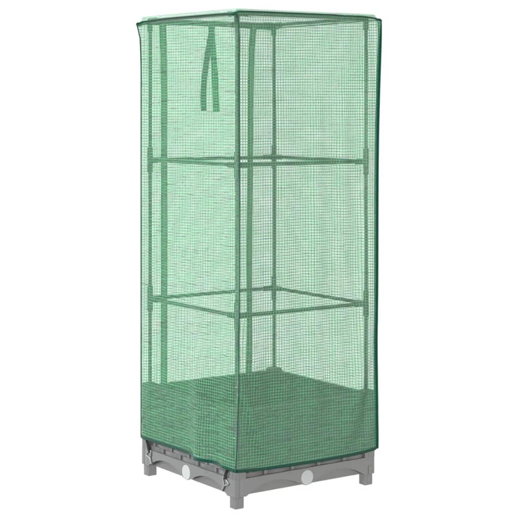 Bancal alto con accesorio de invernadero, 40 × 40 × 123 cm, aspecto de ratán, marco de hierro, semillero gris para balcón, jardín, cocina Urban Gardening