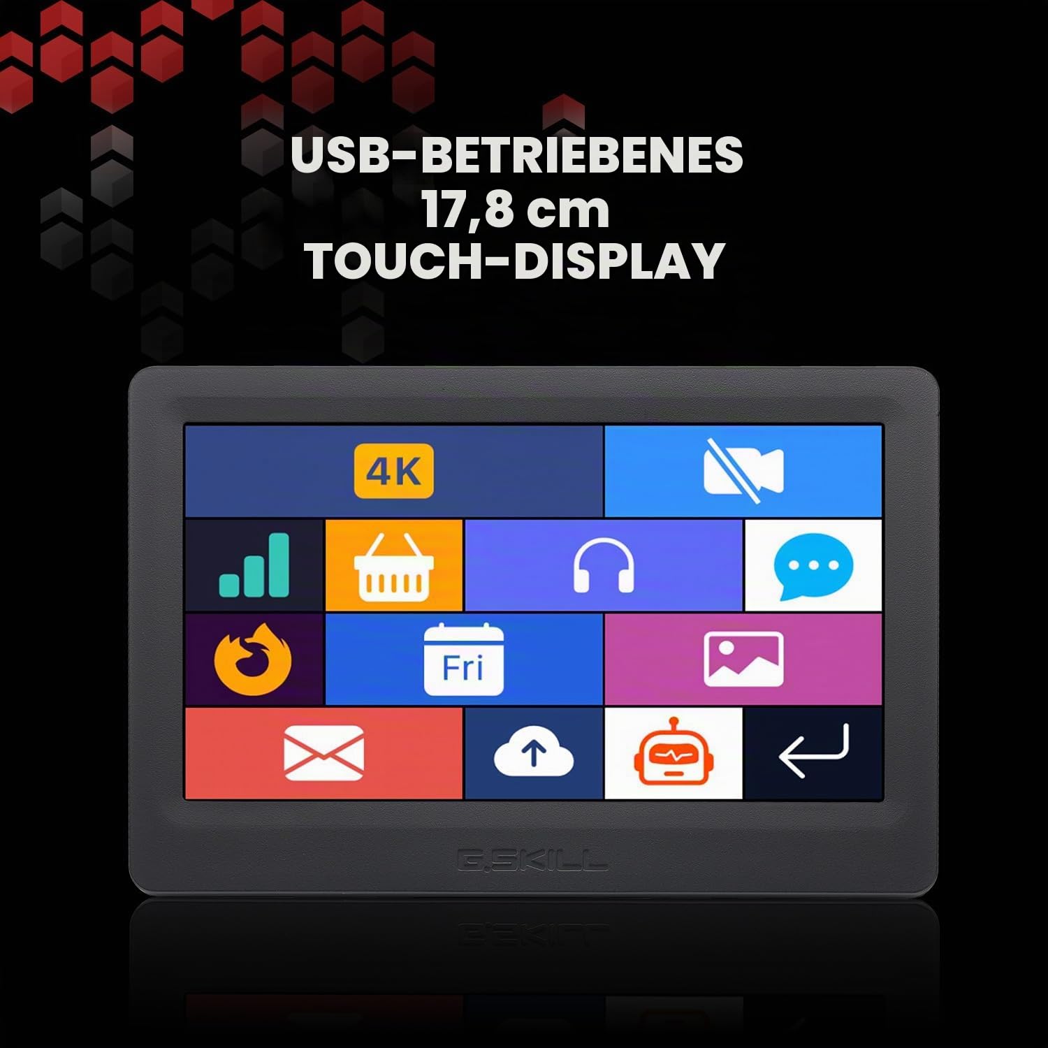 G.SKILL WigiDash PC-Befehlsfeld – 17,8 cm (7 Zoll) Touch-Display, bis zu 20 (5 x 4) Widget-Raster, anpassbare Hotkeys/Shortcuts/Widgets, Monitorsystemleistung (Windows 10 und 11, USB-betrieben)