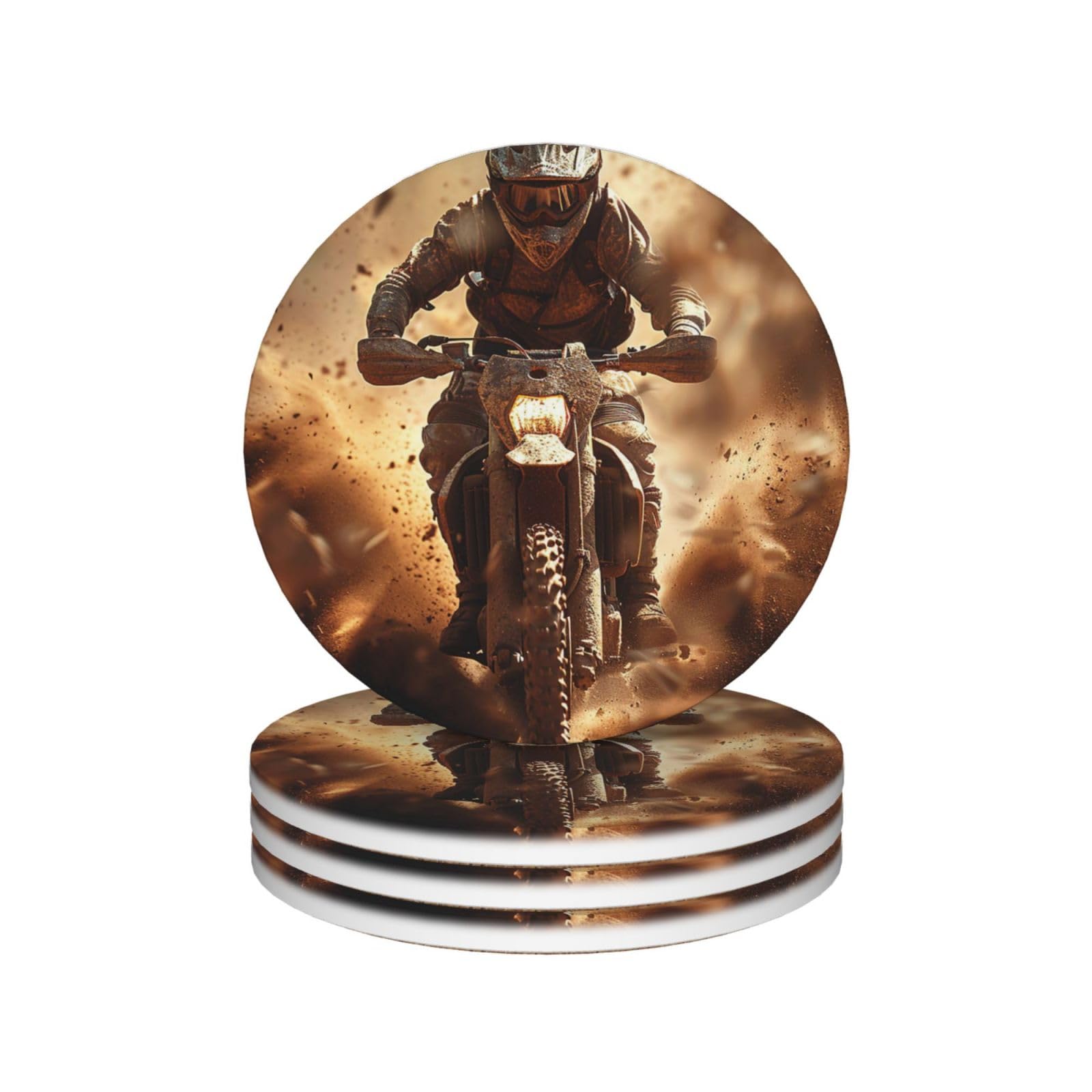 Drink Coasters Set of 4 Coffee Ceramic Coaster Motocross Coasters for Drinks Coffee Cup Mat Heat Resistant Tabletop Protection Coaster Desk Accessorie Home Decorative