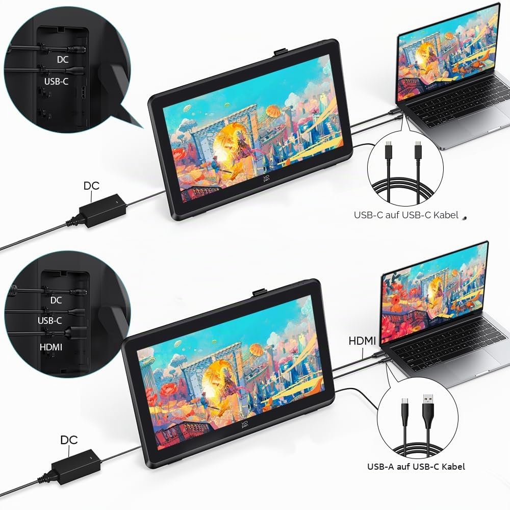 XPPen Artist 22 Plus Grafiktablett mit Display, 21,5 Zoll FHD 130% sRGB,16384 Druckstufen, Batterielos Stift, Entspiegeltes Bildschirm, kompatibel mit Windows MacOS Chrom Android Linux