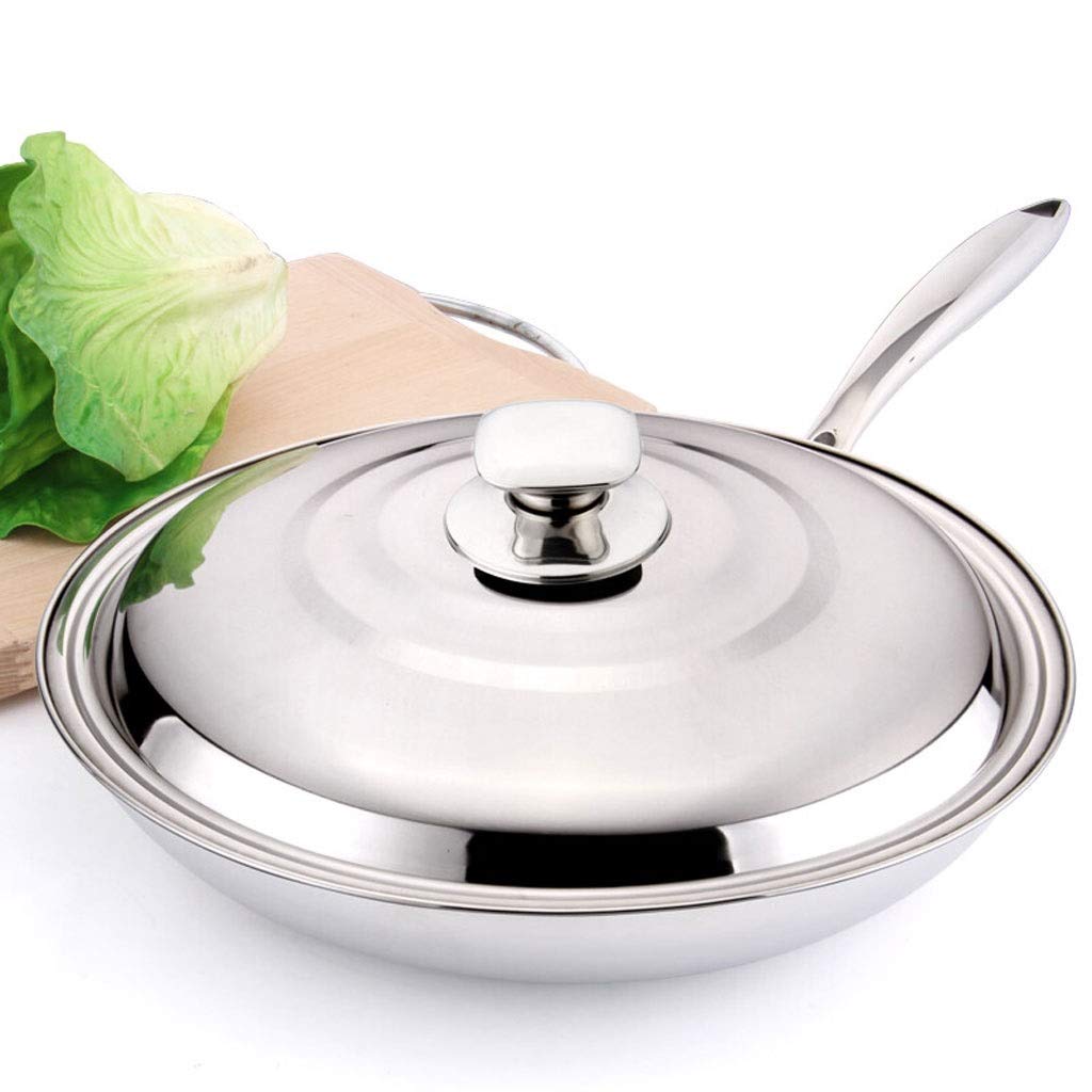 Pfannendeckel Edelstahl Wokdeckel Universal Verdickter Deckel mit Metallgriff Spiegeloberfläche Prozess Leicht zu reinigen Glasdeckel (Größe: 34cm)