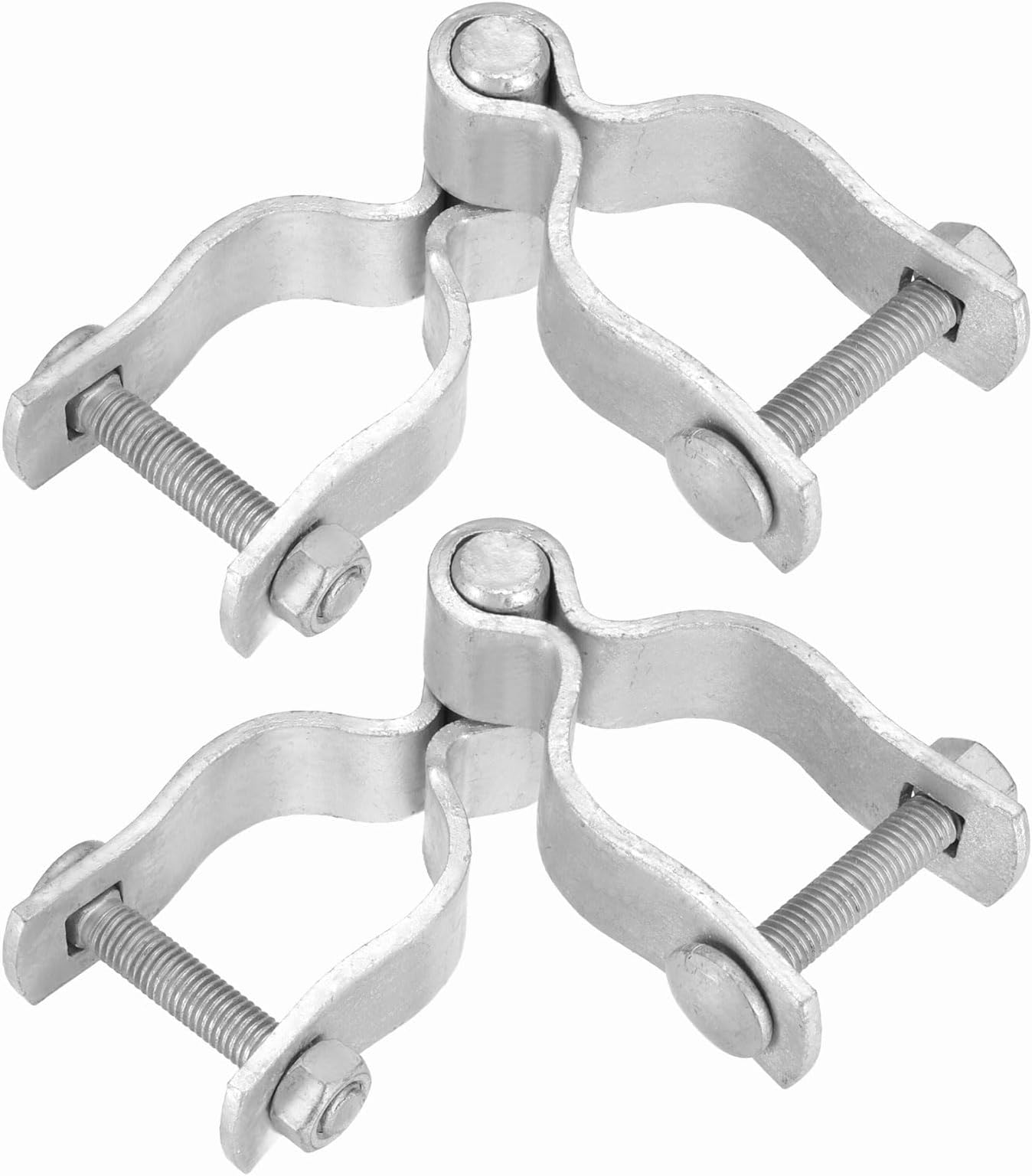 uxcell 2 Pack Chain Link Fence Gate Post Hinge, 1-5/8" Galvanized Steel Chain Link Fence Post Hinges Heavy Duty Gate Frame Hinge with Bolts and Nuts for Outside Round Pipe
