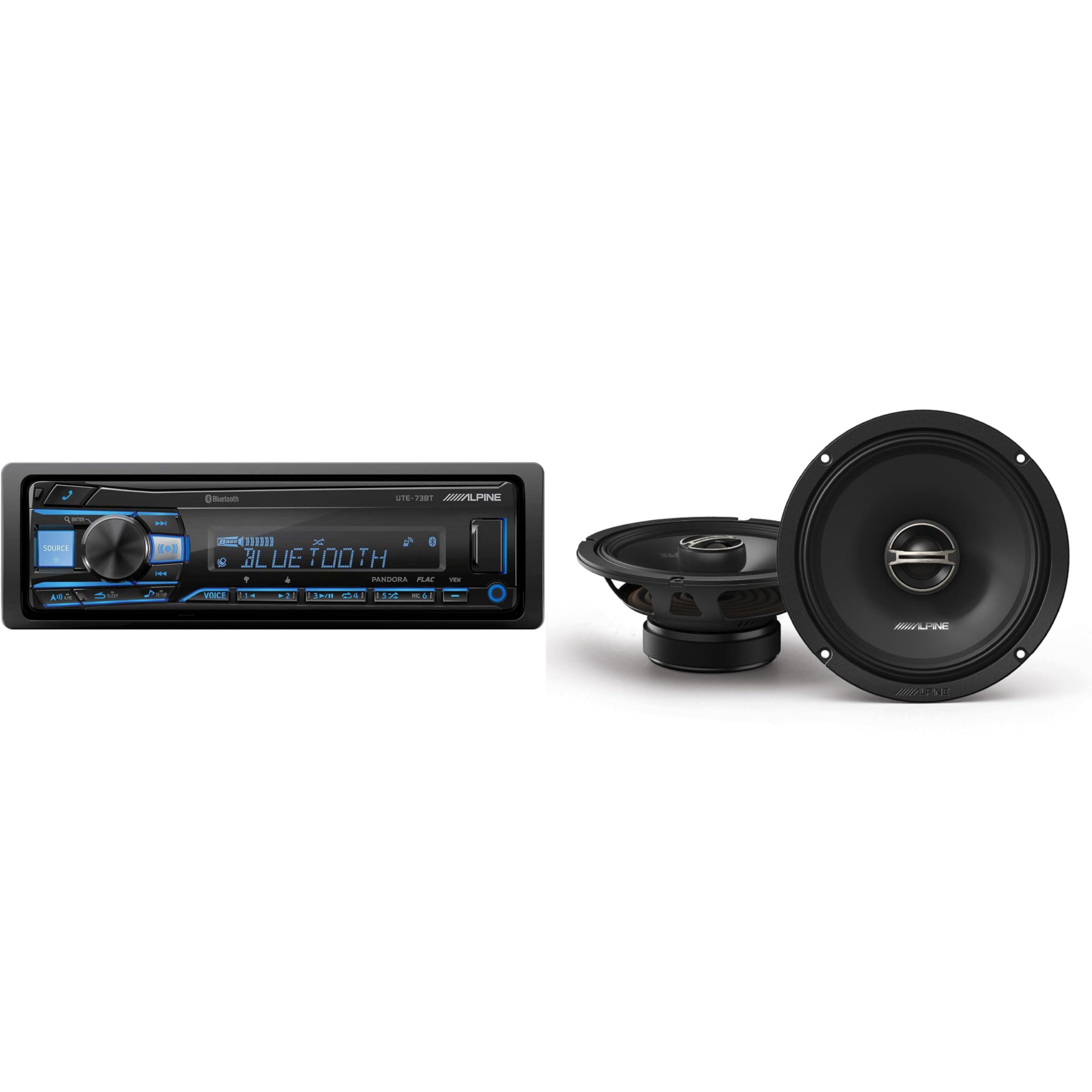 Alpine UTE-73BT Bluetooth® Multimedia Receiver (Does Not Play CDs) with DM-65-G 6.5