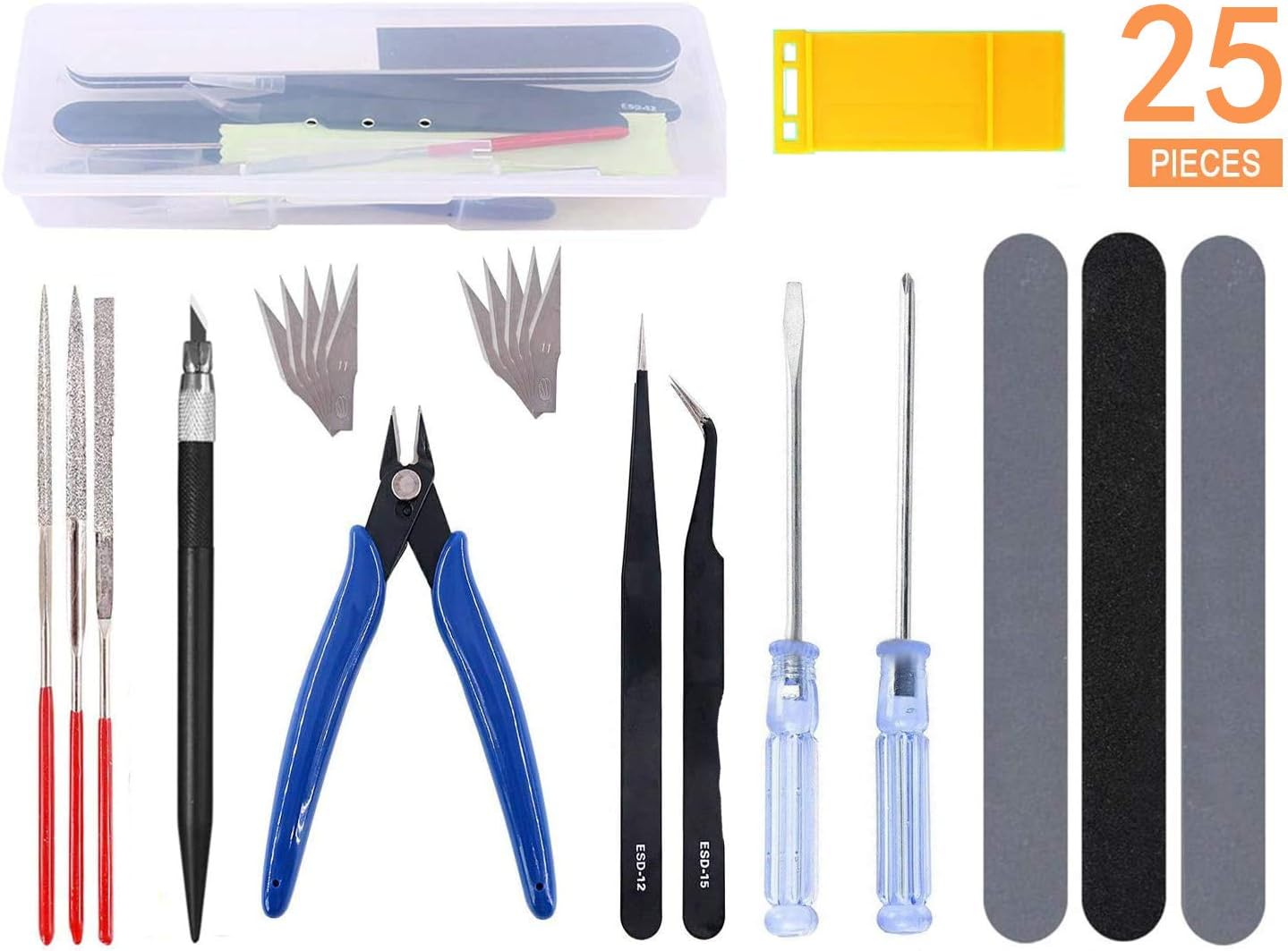 限定価格セール プラモデル工具 14点セット 初心者向き 入門用ツールセット 薄刃ニッパー ヤスリ ピンセット デザインカッターなど 収納ケース付 プラモデル道具 Sarozambia Com