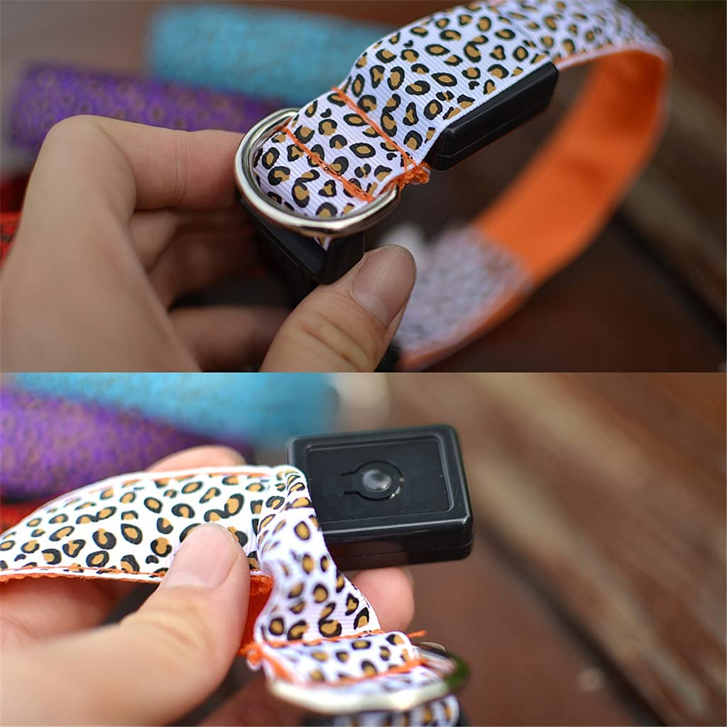 Leoparden-LED-Hundehalsband, leuchtend, verstellbar, leuchtend, für Hunde, Haustiere, Nachtsicherheit, Nylonhalsband, leuchtend, LED, helles Hundehalsband (Gelb Medium)