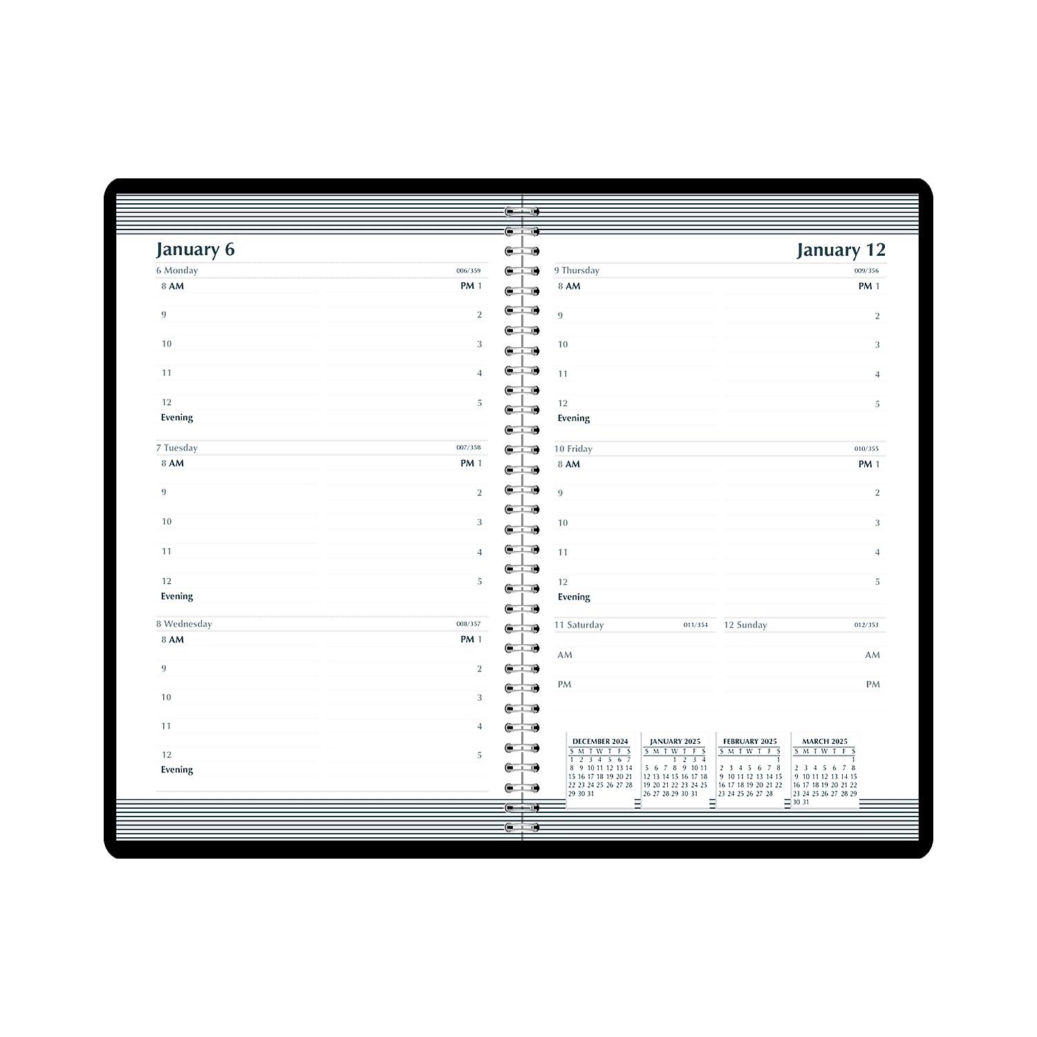 House of Doolittle HOD27802-25 Wochenkalender Terminplaner 2025, Schwarz, 12,7 x 20,3 cm, Januar bis Dezember