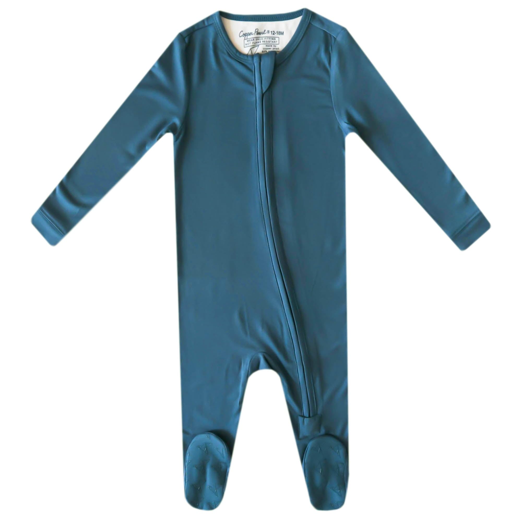 Copper Pearl Baby Zip-Up Footie Pajamas - Soft Stretchy Sleep and Play Footies for Boys and Girls