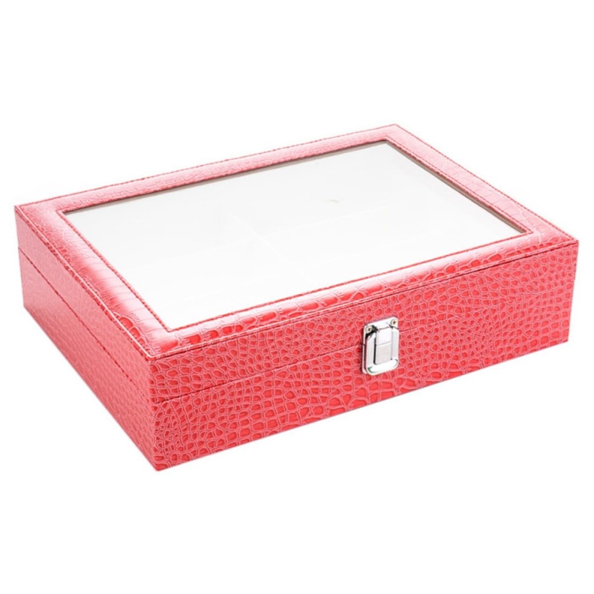 Toyvian Pu Brillen Displaybox mit 8 Fächern, Alligator Optik, Rot