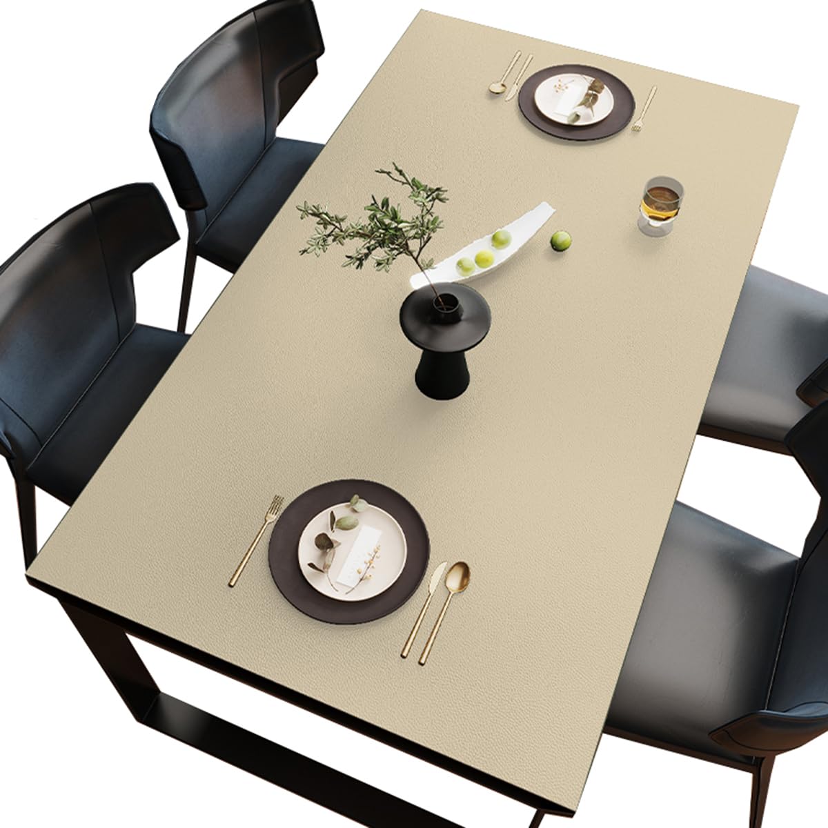Nappe en Cuir antidérapante Napperon sous-Mains Protection de la Table Facile à Nettoyer Beige 80 * 120cm