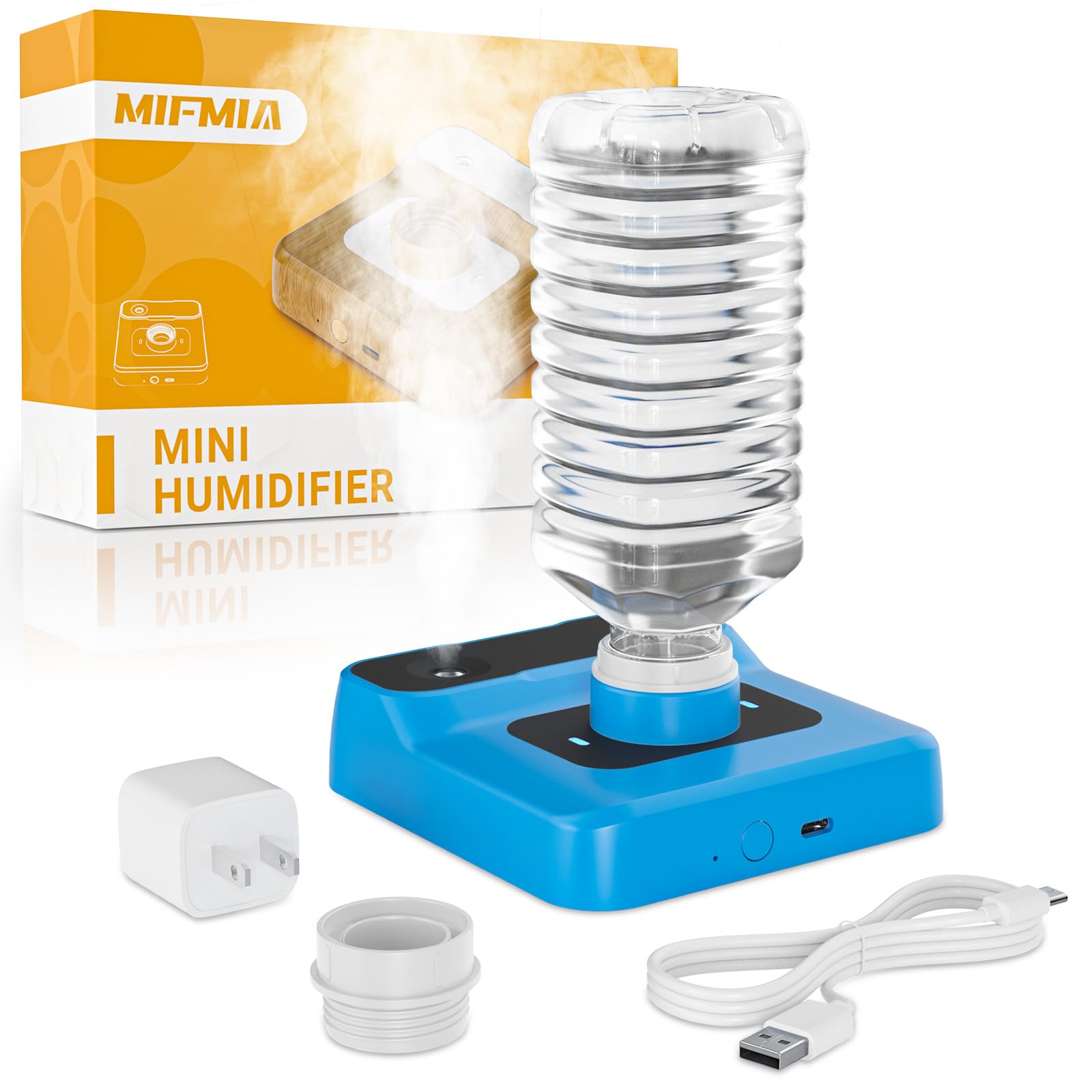 Reise-Luftbefeuchter - Wiederaufladbarer tragbarer Luftbefeuchter für Schlafzimmer, Hotelzimmer, Schreibtisch & Pflanzen, persönlicher Mini-Luftbefeuchter flüsterleise 23dB, automatische