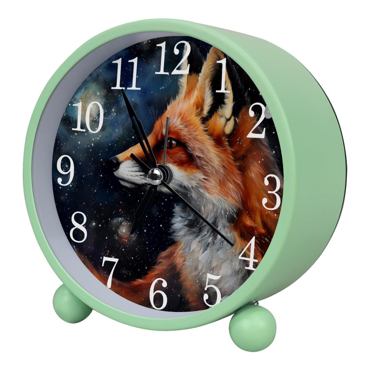 Luoweisi Alarm Clock Fox Galaxy, Silent Non-Ticking with Night Light