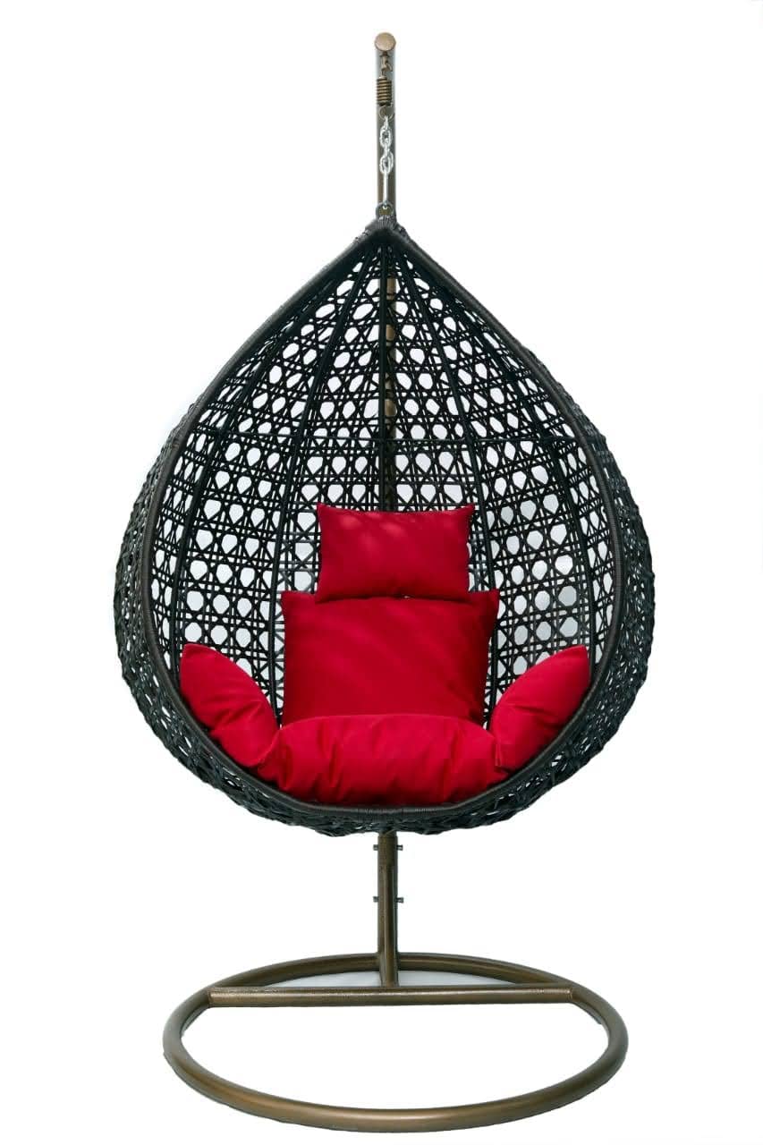 Metal Magic 1 Seater Wicker Rattan Teardrop Egg Swing Chair with Stand
