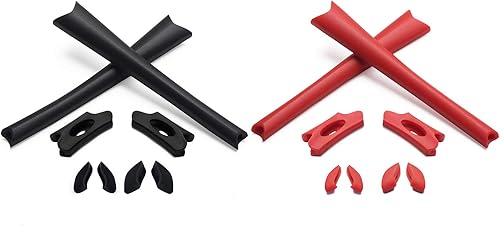 Eye Opening Stuff Kits de goma de repuesto para orejas y nariz compatibles con gafas de sol Oakley Flak JacketFlak Jacket XLJ - Negro y rojo