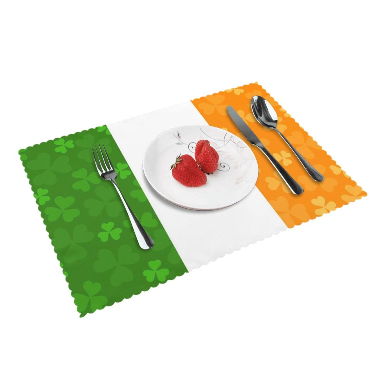 irish flag Printed Placemats Set of 4 PCS Washable Placemat for Kitchen Table Heat-resistant Table Mats 45x30 CM