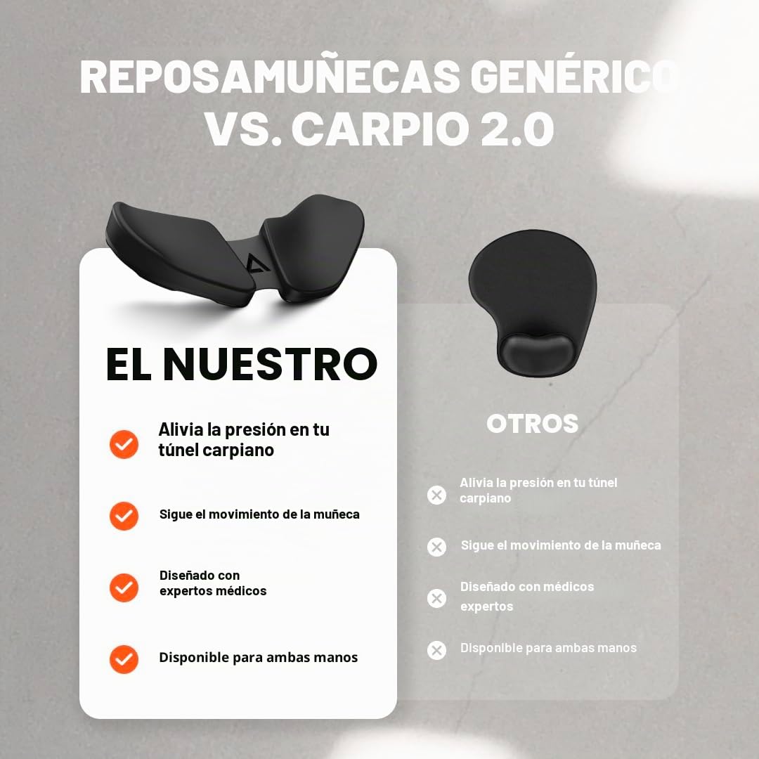 DELTAHUB Carpio 2.0 Reposamuñecas ergonómico para ratón, para diestros, túnel carpiano, alivio del dolor, antifatiga, fácil deslizamiento, elegante, PC de oficina, portátil, juegos, pequeño, negro