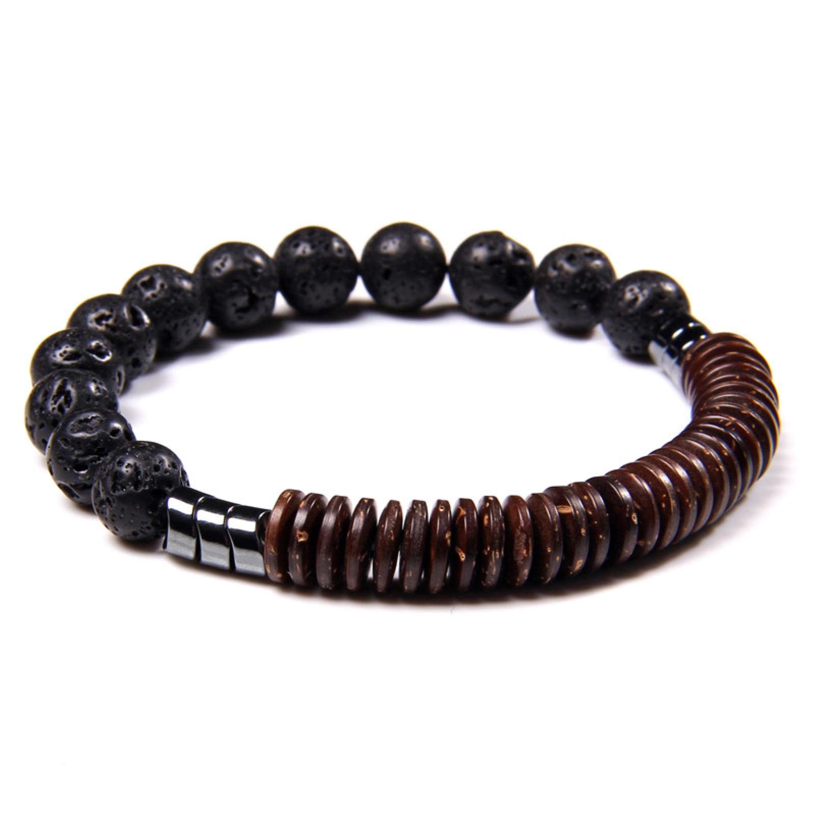 1 Stück klassisches geometrisches Hämatit-Perlen-Armband, Naturstein-Armband, Holzstreifen-Armbänder, Charm, handgefertigter Schmuck, neue Polar-Jade, 23 cm