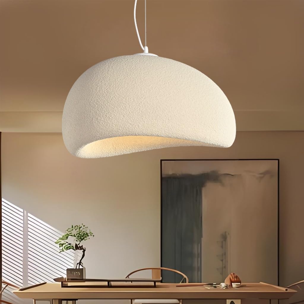 Creative Wabi Sabi Style Lampe Suspendue E27 Lustre En Polystyrène Lumières Suspendues Réglables En Hauteur Modernes Et Simples Adaptées Au Salon Salle À Manger Cuisine(Beige,30cm)