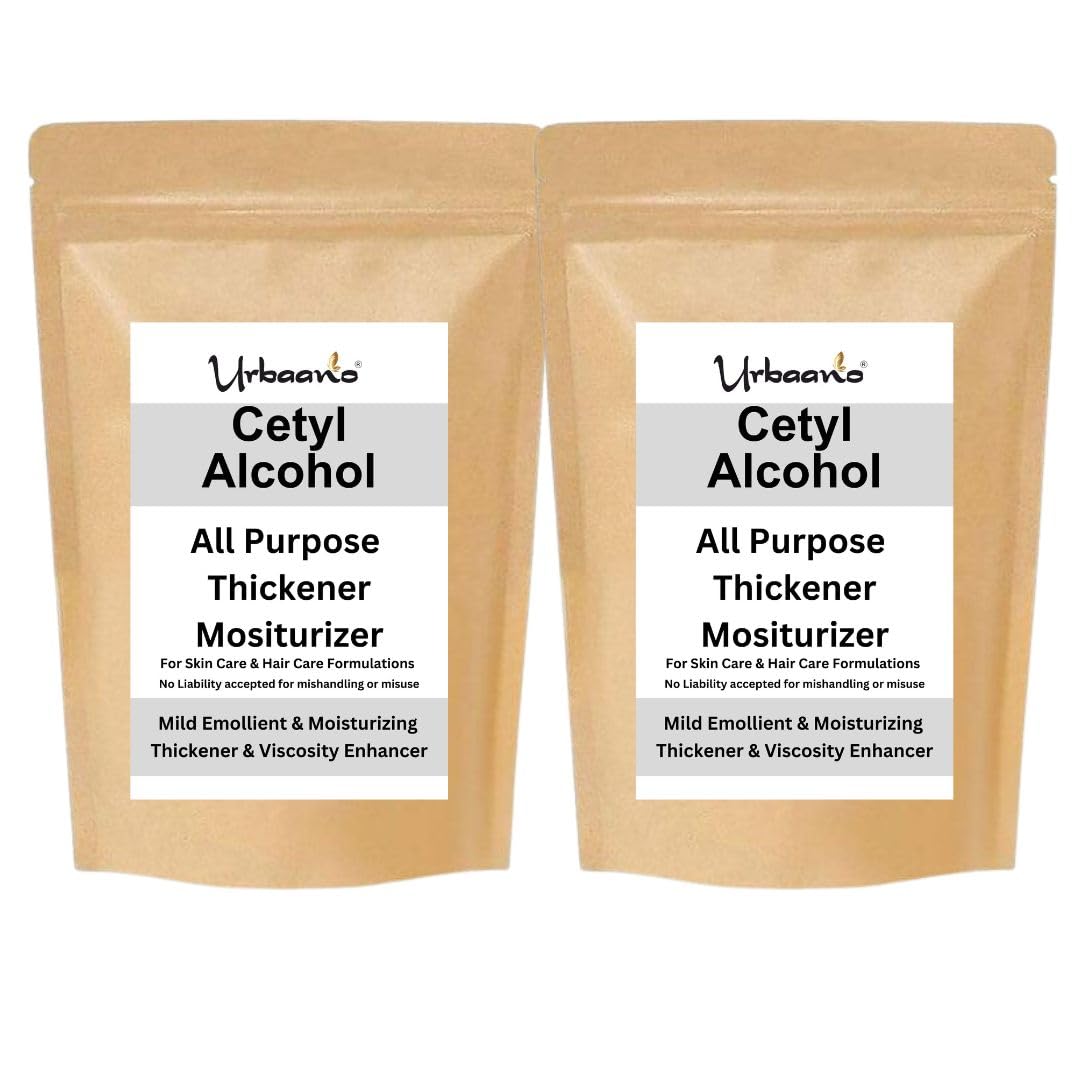 Urbaano Herbal Cetyl Alcohol 1000gm Granules (1Kg), GINOL - Making DIY Skin Care Cosmetics, Soaps - Thickeners, Emulsfiers & Moisturizer (2x500gm)